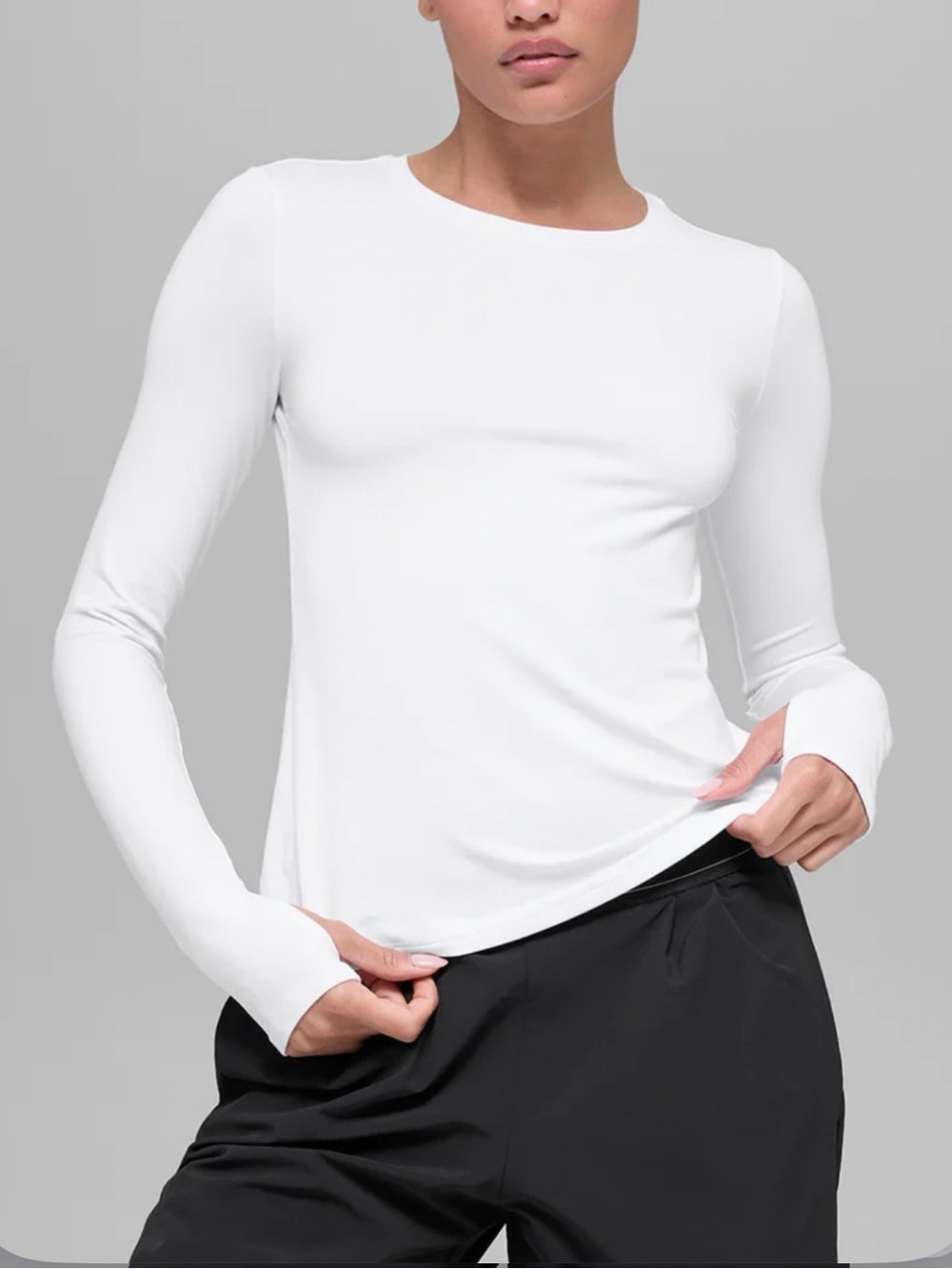 Alo Yoga White Alosoft Finesse Long Sleeve Top Large Gorpcore Hiking Gym Active
